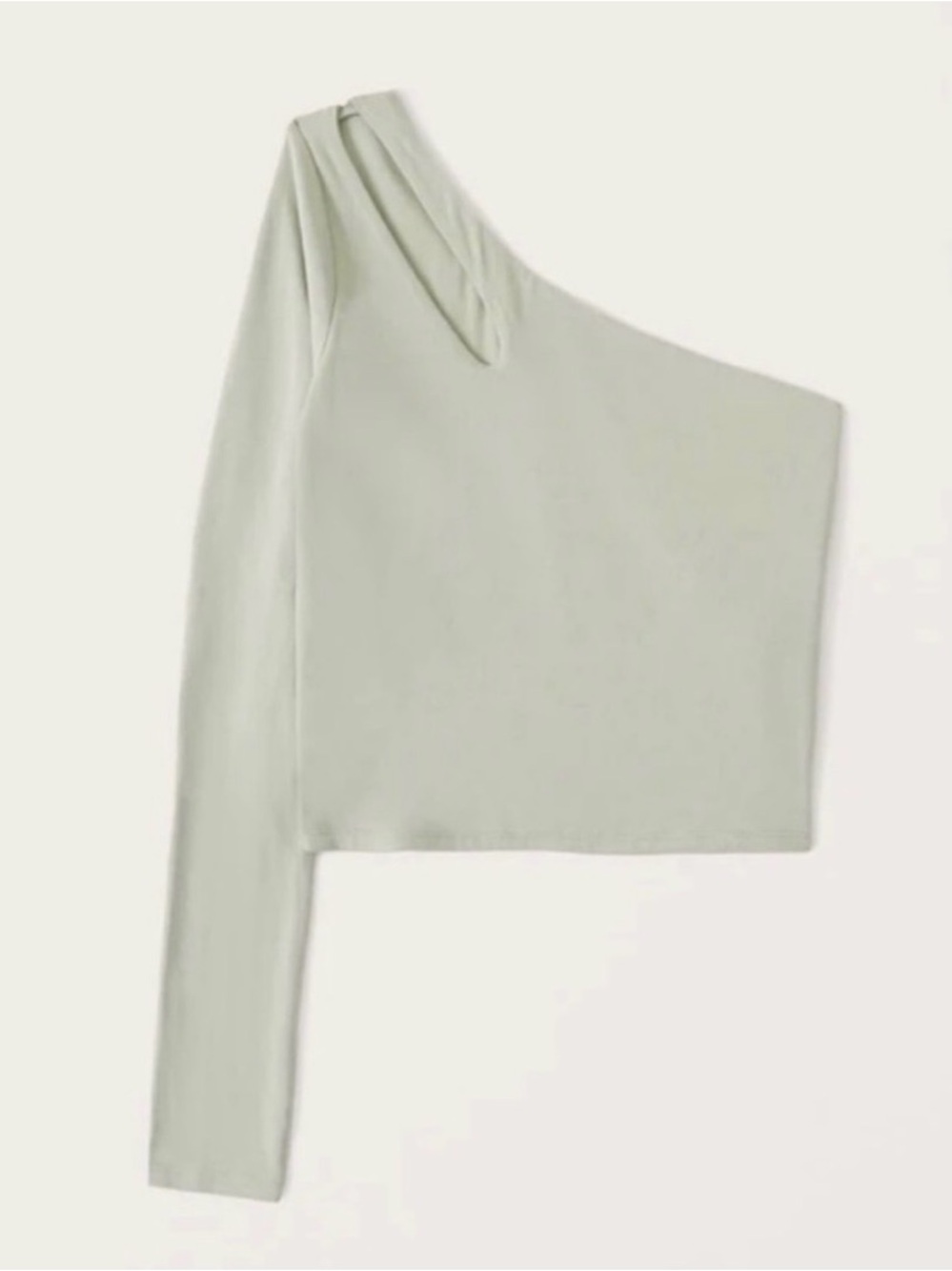 Abercrombie &Fitch Long-Sleeve One-Shoulder Cutout Top in Sage Green, Size Small